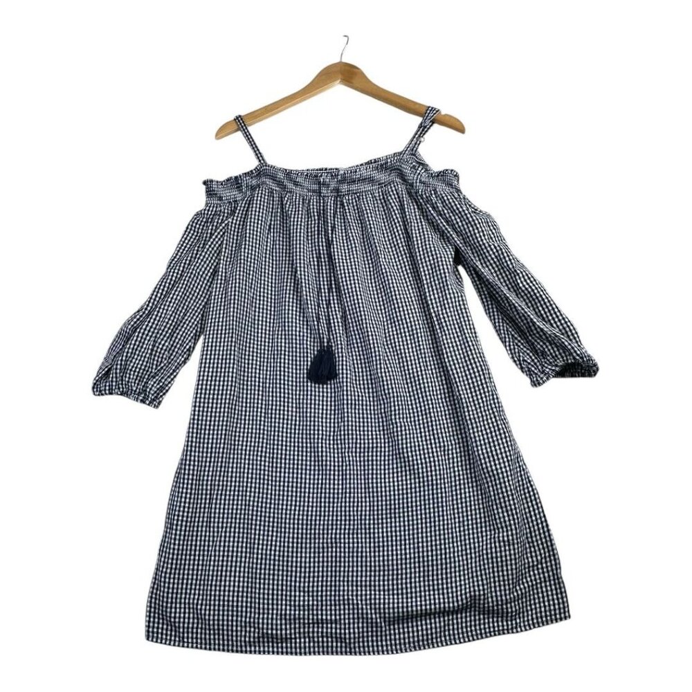 Old Navy Off the Shoulder Gingham Shift Dress size Medium‎ Blue/White
